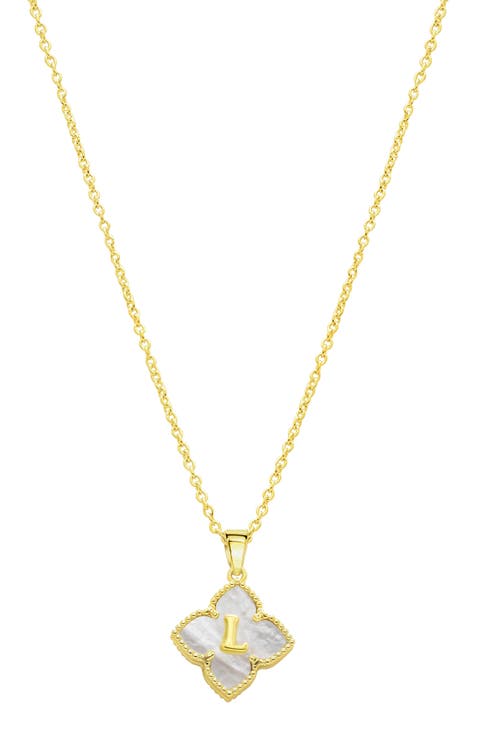 Mother of Pearl Initial Pendant Necklace