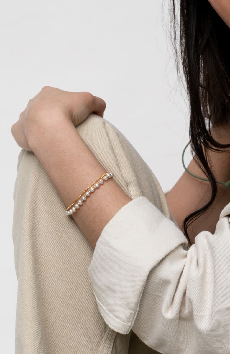 Dower & Hall White Freshwater Timeless Pearl Bracelet, Alternate, color, Yellow Gold Vermeil