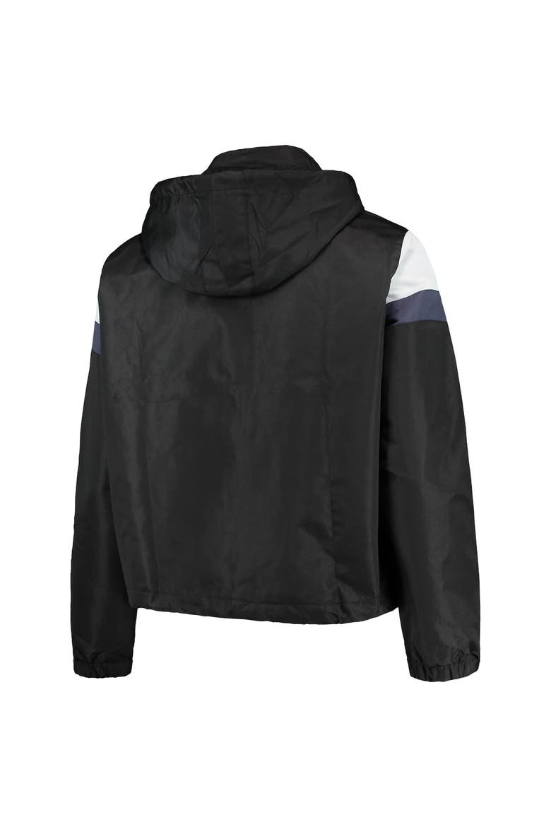 Women's Black/Navy Milwaukee Brewers Plus Size Anorak Quarter-Zip Hoodie, Alternate, color, Black