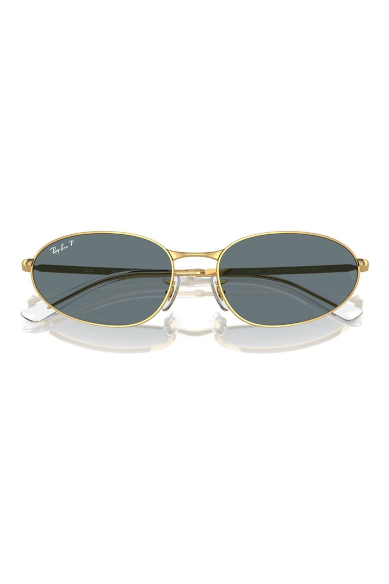 56mm Polarized Irregular Oval Sunglasses, Alternate, color, GOLD FLASH