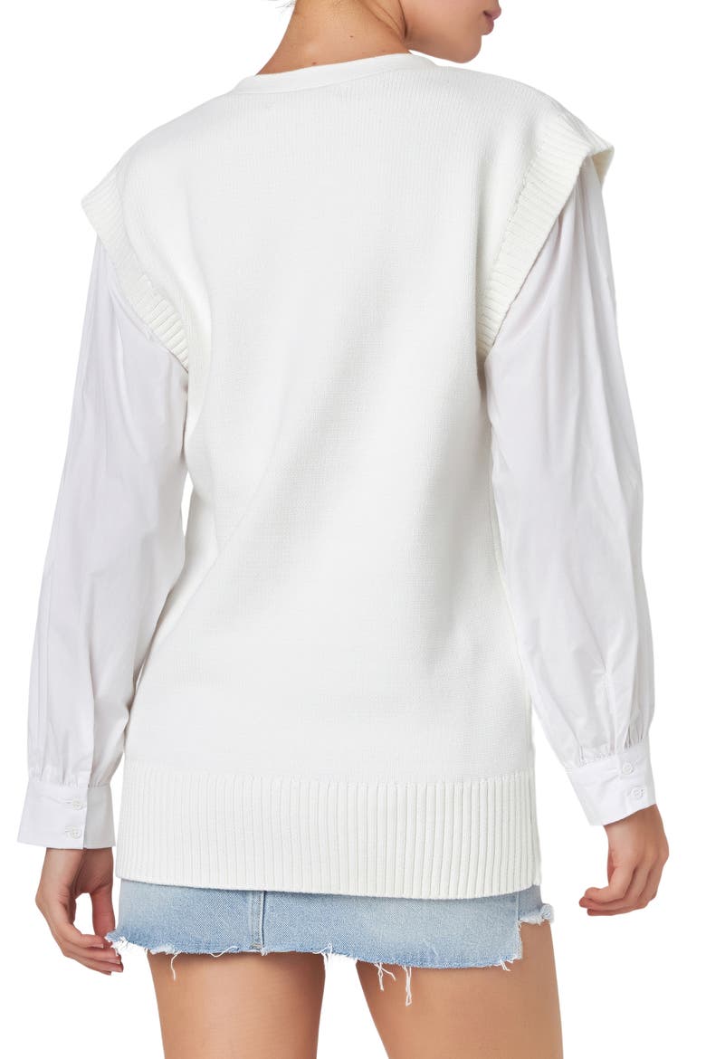 Mixed Media Cardigan, Alternate, color, OFF WHITE