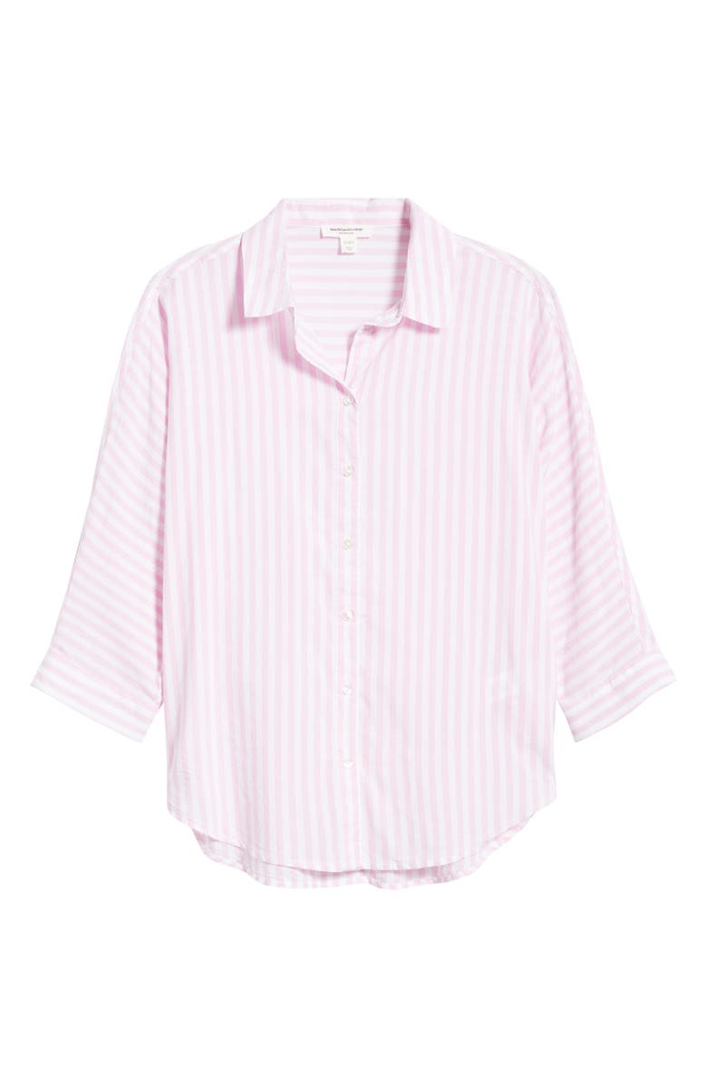 beachlunchlounge Wells Stripe Shirt, Alternate, color, Pink Icing
