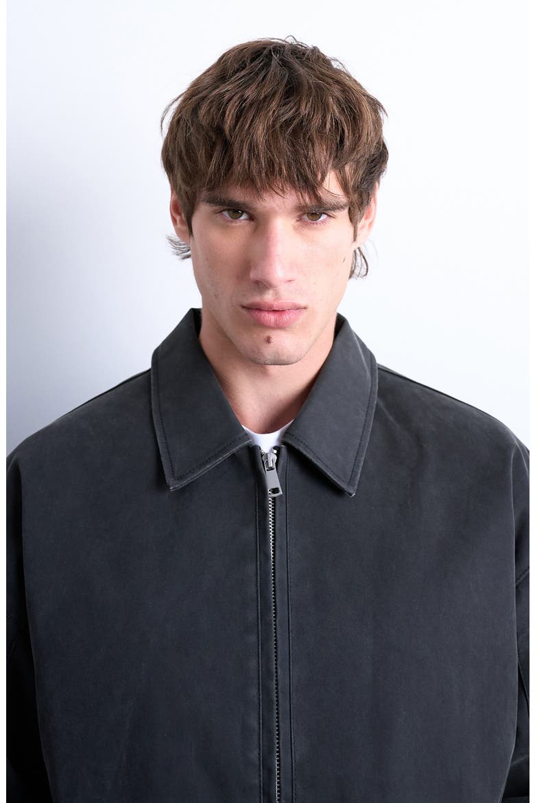 Faux Suede Bomber Jacket, Alternate, color, CHARCOAL