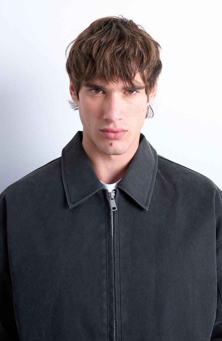Topman Faux Suede Bomber Jacket, Alternate, color, Charcoal