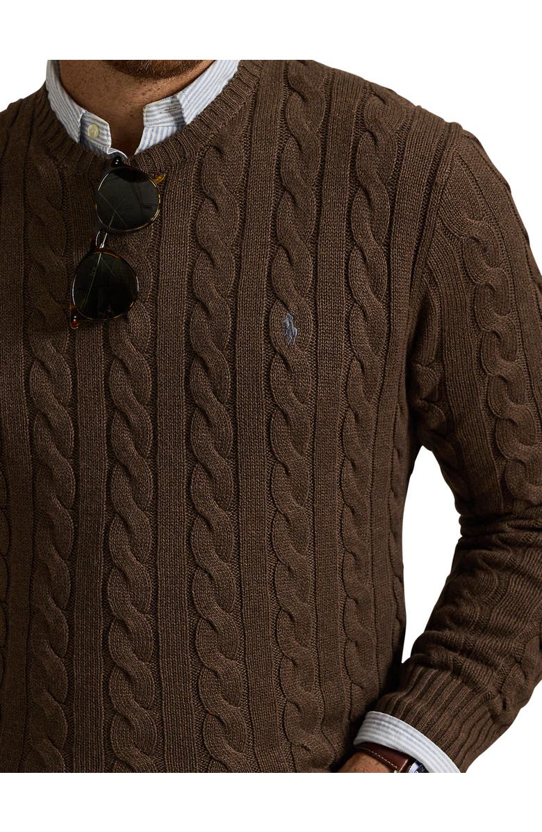 Polo Ralph Lauren Big & Tall Cableknit Sweater, Alternate, color, Nutmeg Brown Heather