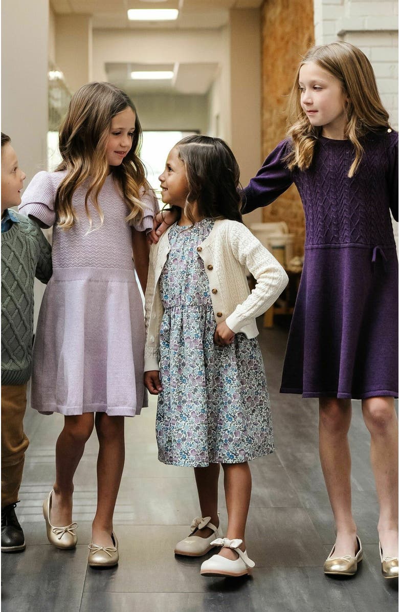 Hope & Henry Girls' Organic Cable Bodice Sweater Dress, Kids, Alternate, color, 