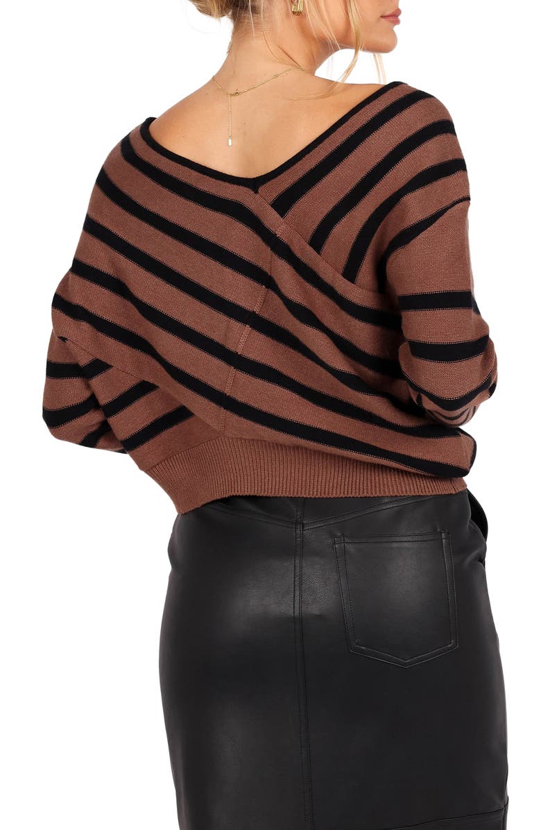 Petal & Pup Lynette Crisscross Stripe Sweater, Alternate, color, Black/ Tan
