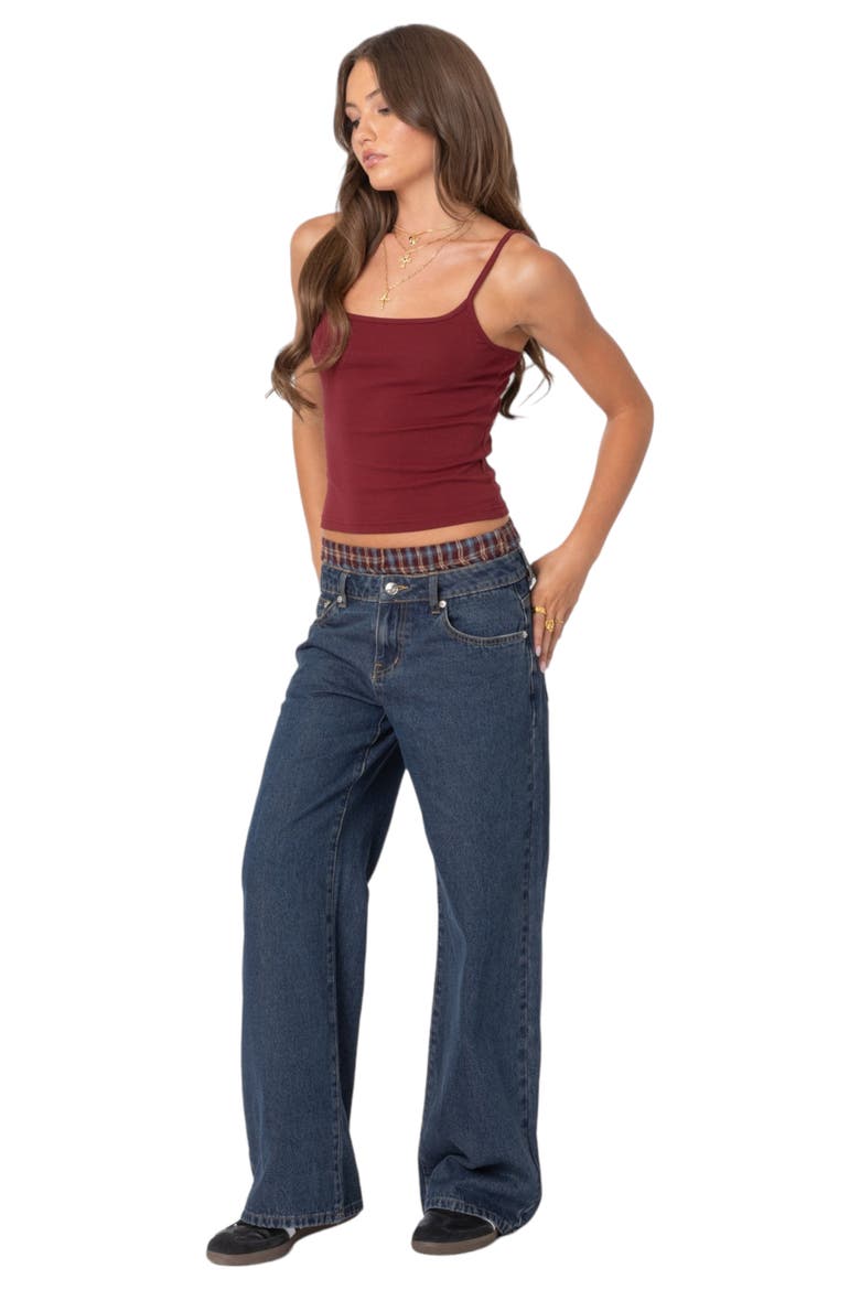 Boxer Detail Wide Leg Jeans, Alternate, color, BLUE
