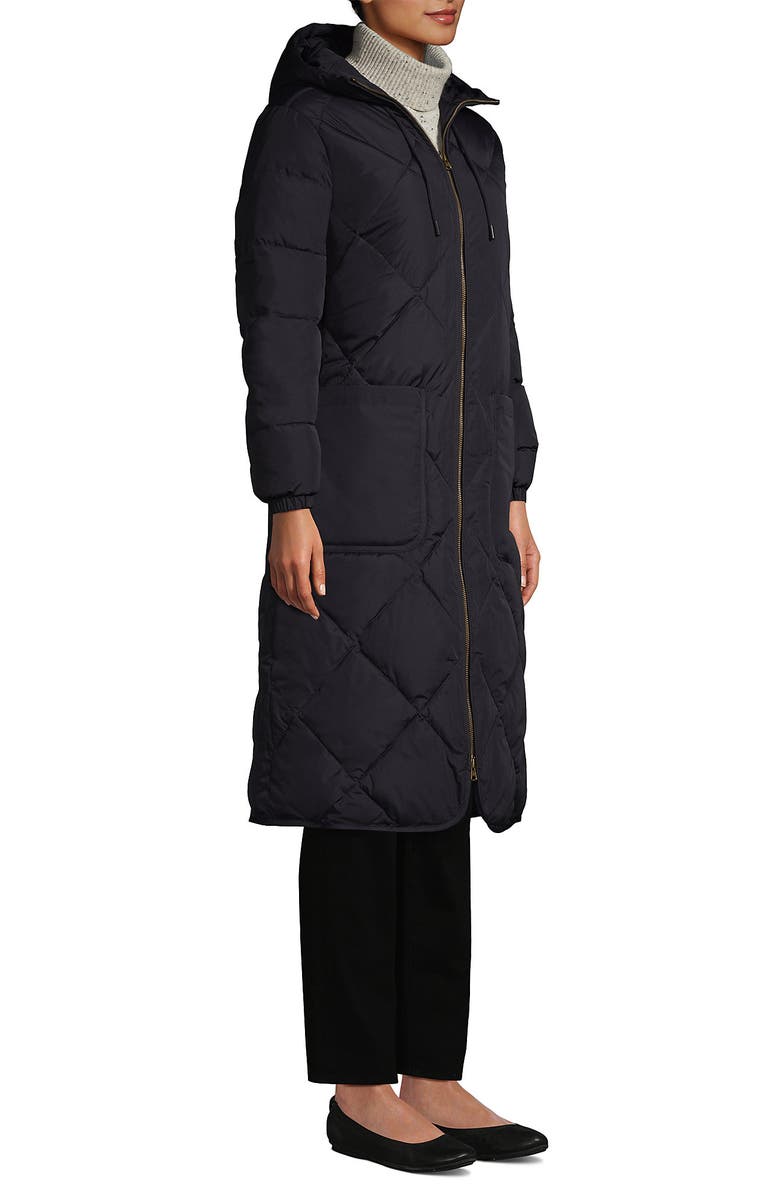 Lands' End FeatherFree Insulated Diamond Quilted Maxi Coat, Alternate, color, Black