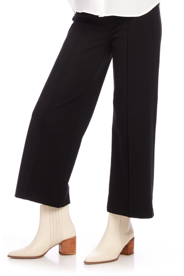 Pintuck Crop Wide Leg Pants, Alternate, color, BLACK
