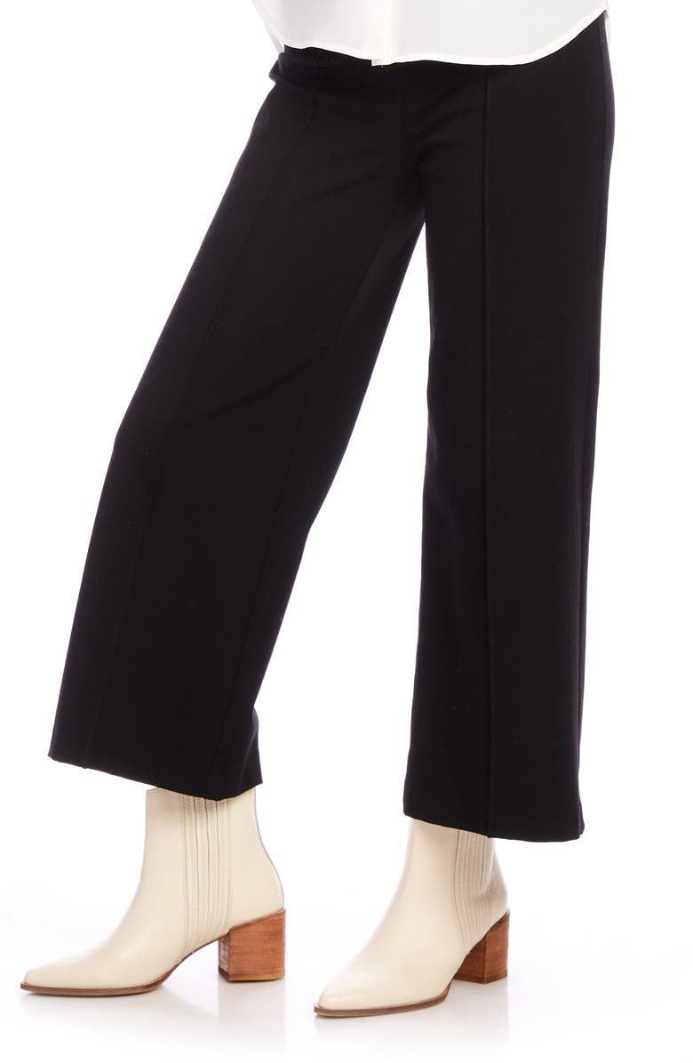 Karen Kane Pintuck Crop Wide Leg Pants, Alternate, color, Black