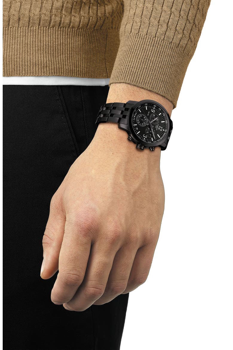 T-Sport PRC 200 Bracelet Chronograph Watch, 43mm, Alternate, color, BLACK