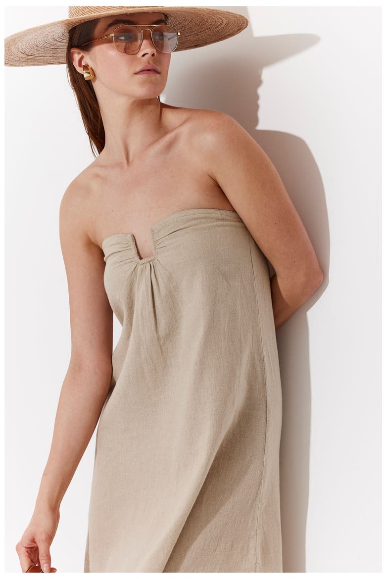 Terra Bandeau U Wire Midi Dress Cover-Up, Alternate, color, Natural