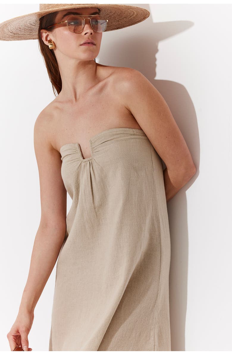 Gottex Beach Life Terra Bandeau U Wire Midi Dress Cover-Up, Alternate, color, Natural