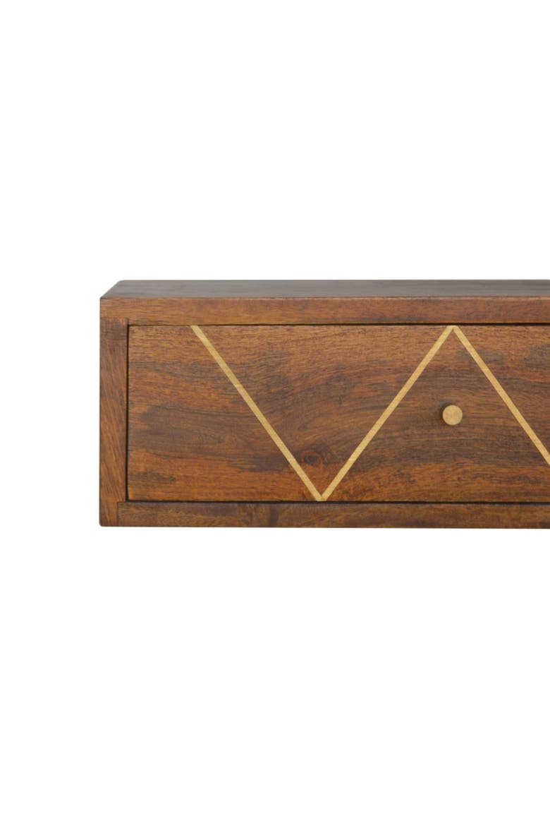 Solid Wood Floating Brass Bedside, Alternate, color, Chestnut