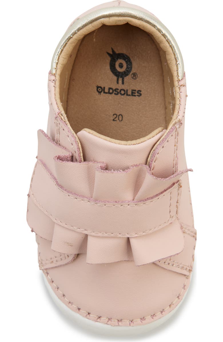 OLD SOLES Kids' Ruffle Strap Leather Sneaker, Alternate, color, Powder Pink / Gold