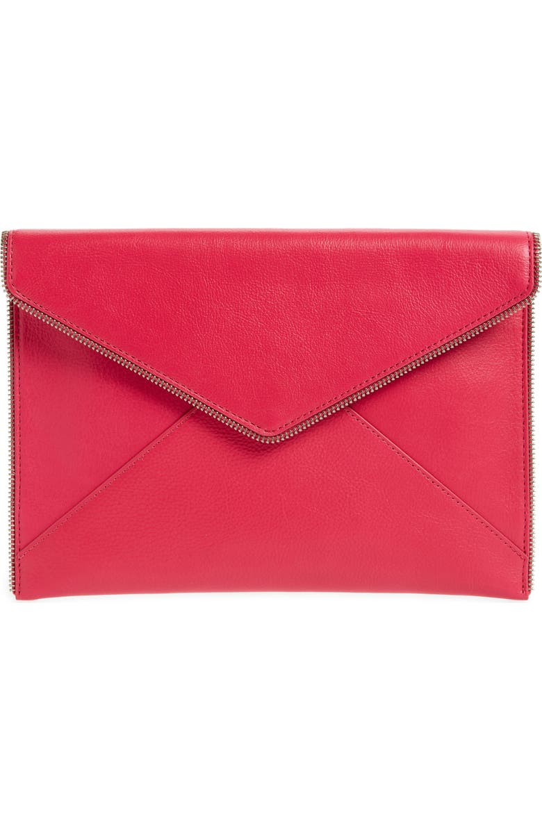 Rebecca Minkoff Leo Leather Envelope Clutch, Main, color,