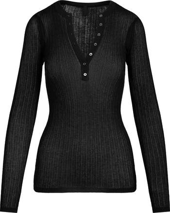 SKIMS Sheer Knit Long Sleeve Henley | Nordstrom