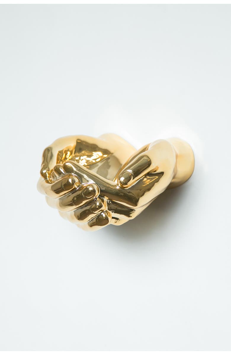 INTERIOR ILLUSIONS Gold Hands Out Criss Crossed Wall Mount, Main, color, 