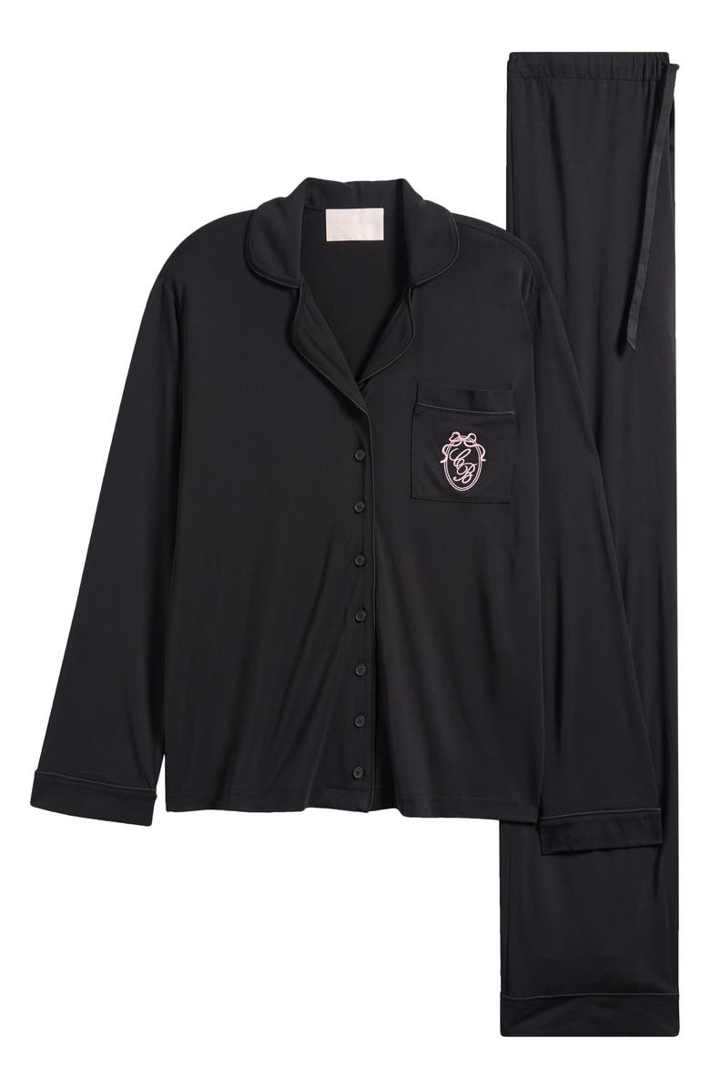 HOUSE OF CB Classic Soft Modal Blend Pajamas, Main, color, Black