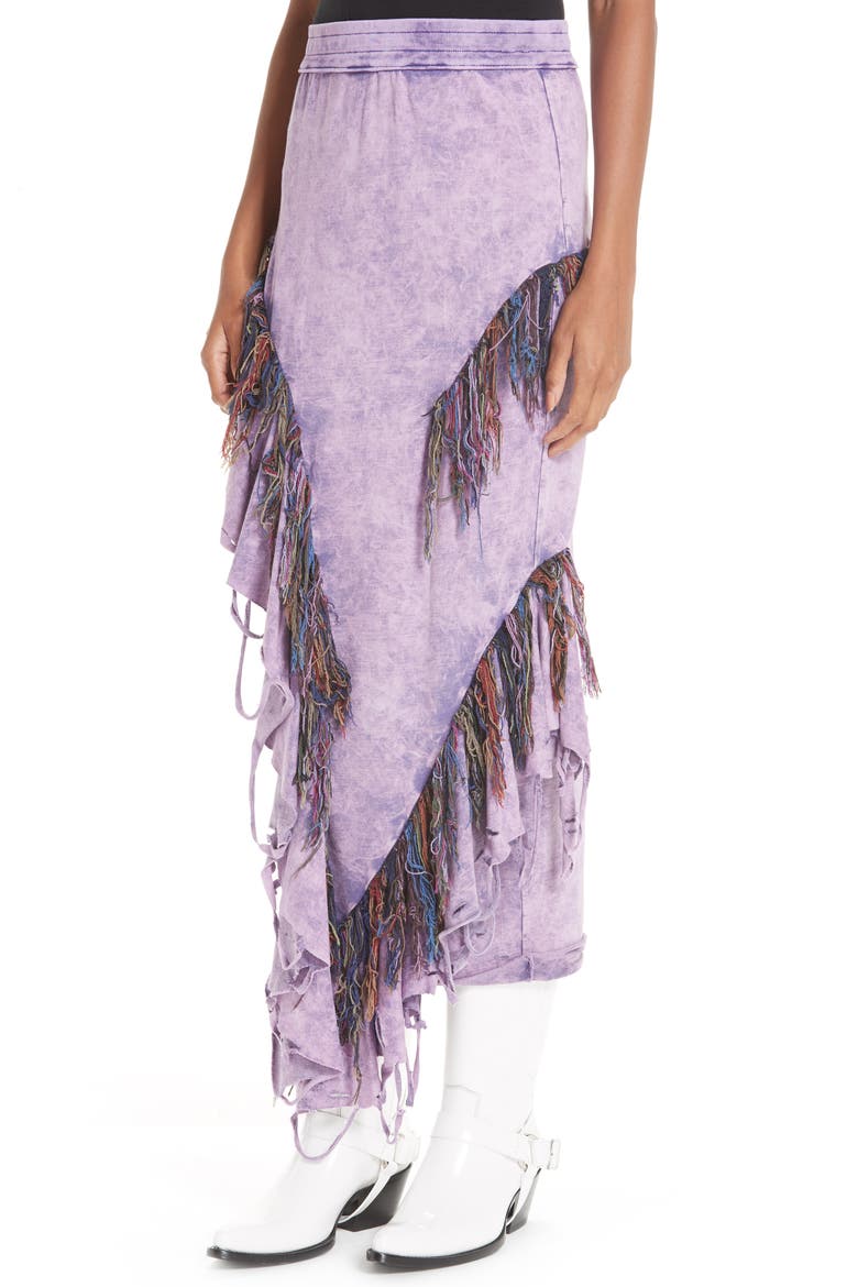 Anna Ikat Fringe Skirt, Alternate, color, PURPLE