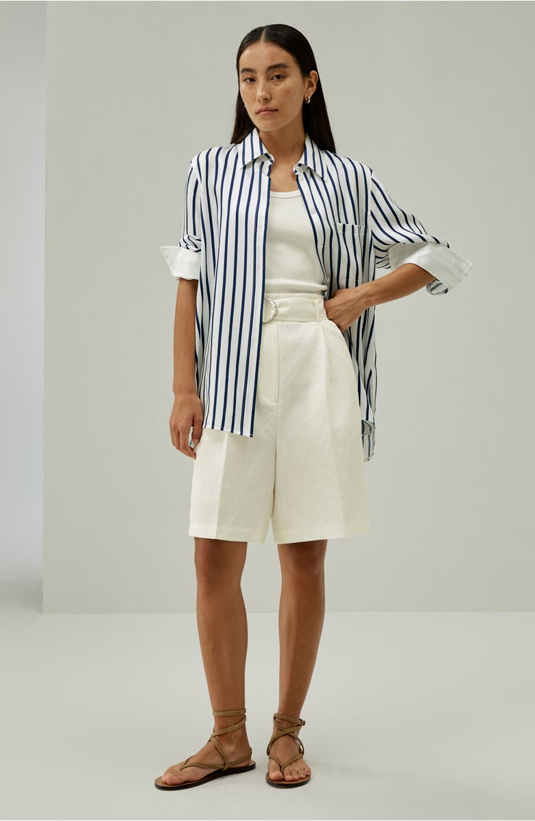Lilysilk Oversized Palma Stripe Silk Shirt, Alternate, color, Palma Stripe