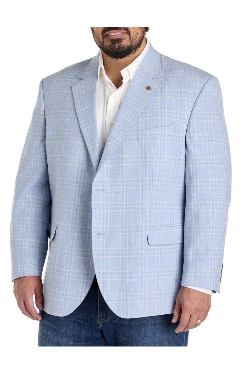 Oak Hill by DXL Big & Tall  Windowpane Sport Coat - Executive Cut, Main, color, Blue