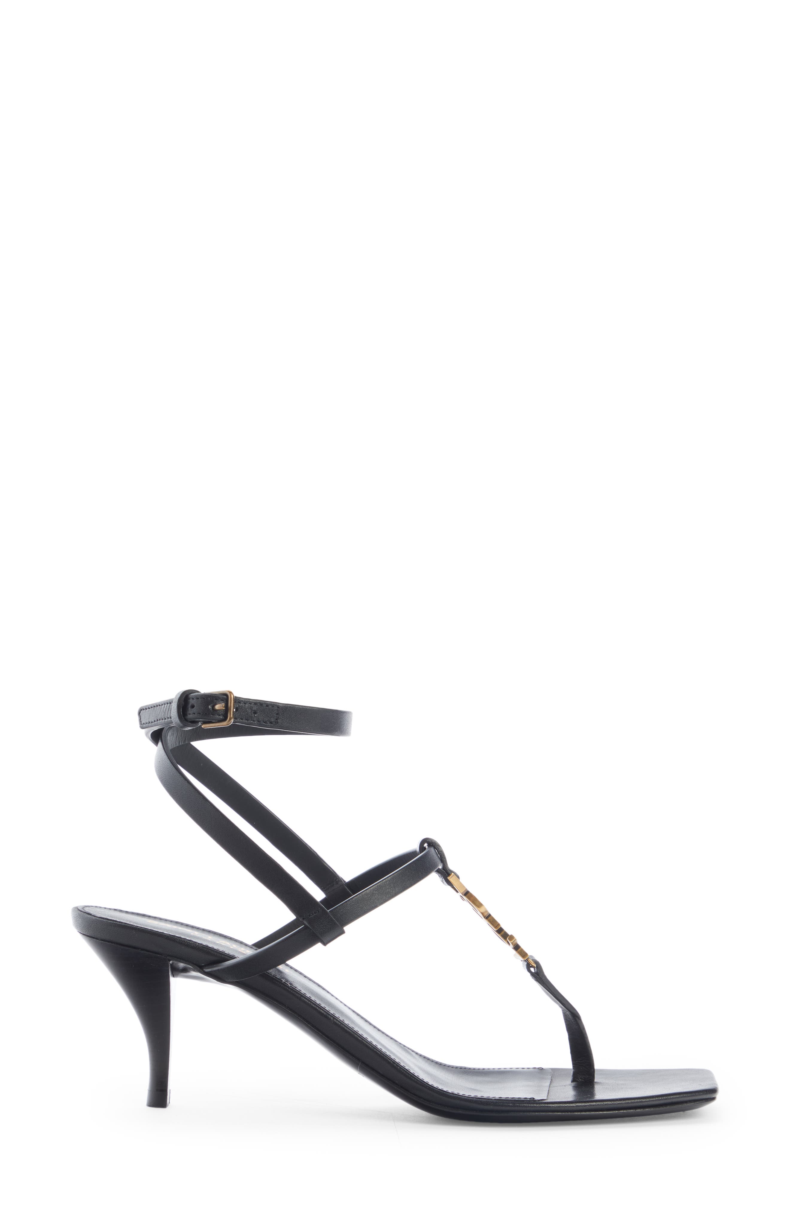 Saint Laurent Vitti Monogram Sandal, Alternate, color, Black