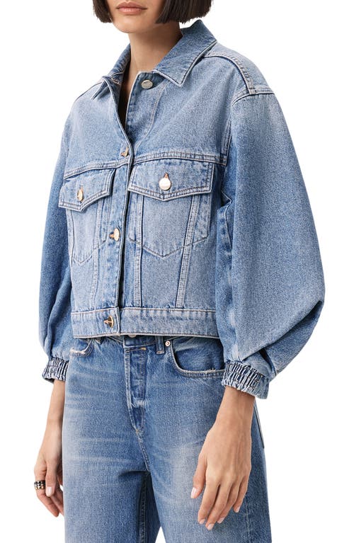 Allsaints Luca Balloon Sleeve Denim Trucker Jacket In Blue