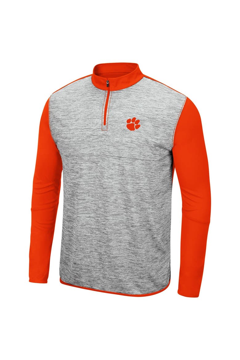 Men's Colosseum Heathered Gray/Orange Clemson Tigers Prospect Quarter-Zip Jacket, Alternate, color, Heather Gray
