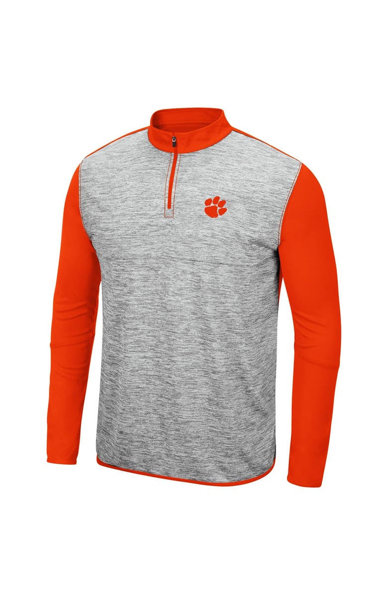 COLOSSEUM Men's Colosseum Heathered Gray/Orange Clemson Tigers Prospect Quarter-Zip Jacket, Alternate, color, Heather Gray