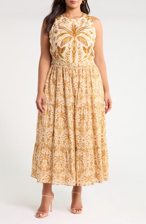 Calina Tropical Sleeveless Maxi Dress