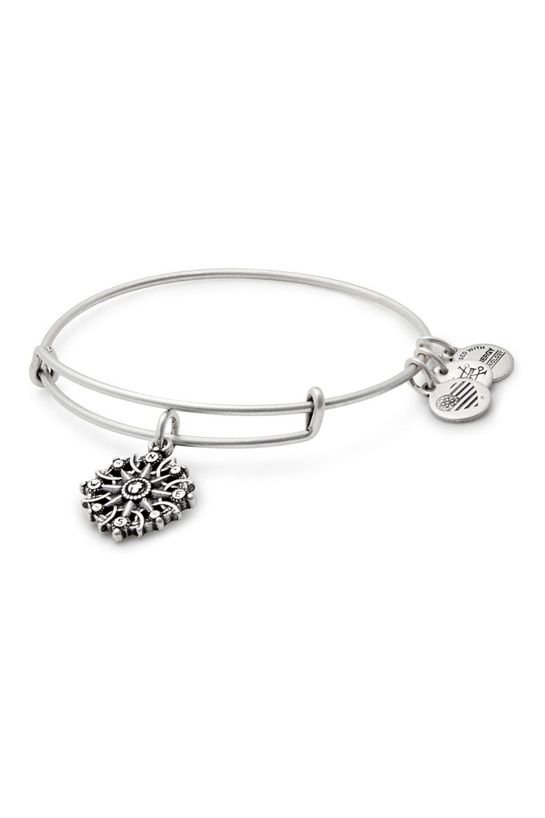 Compass Adjustable Wire Bangle (Nordstrom Exclusive), Main, color, RUSSIAN SILVER