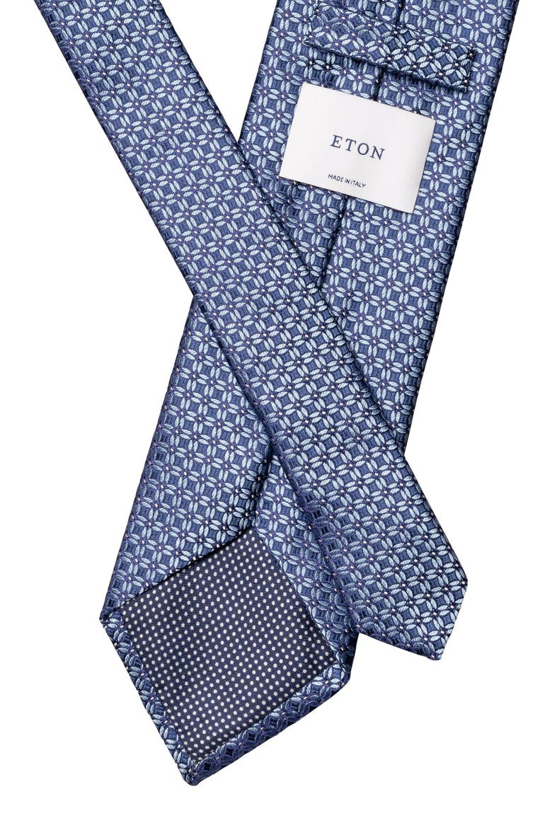 Floral Geometric Silk Tie, Alternate, color, NAVY