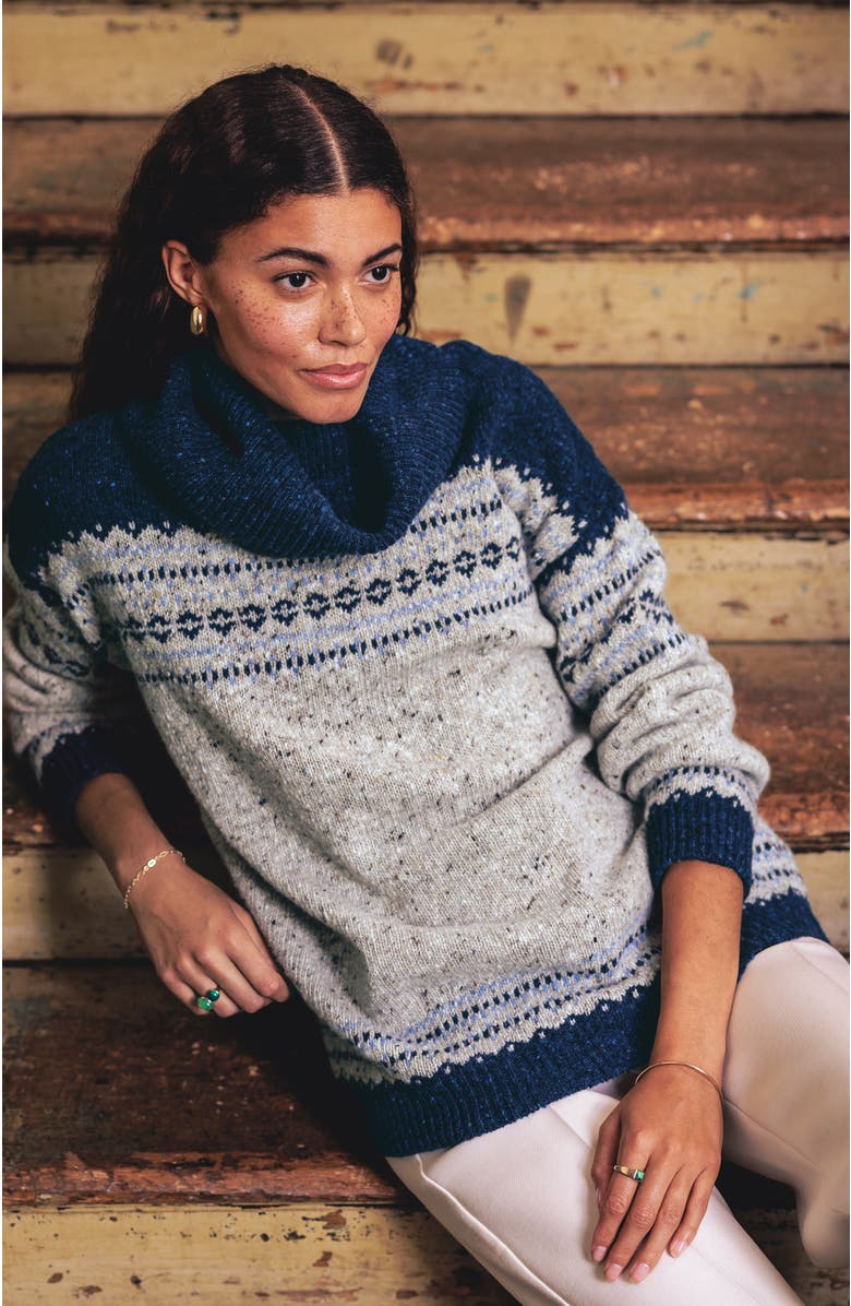 Celtic & Co. Donegal Oversized Turtleneck Sweater, Alternate, color, Oatmeal Fleck