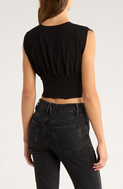 Good American Stretch-cotton Corset Top In Black