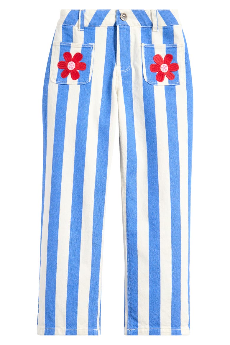 Kids' Embroidered Patch Pocket Pants, Main, color, PEACOCK PLUME BLUE/ IVORY