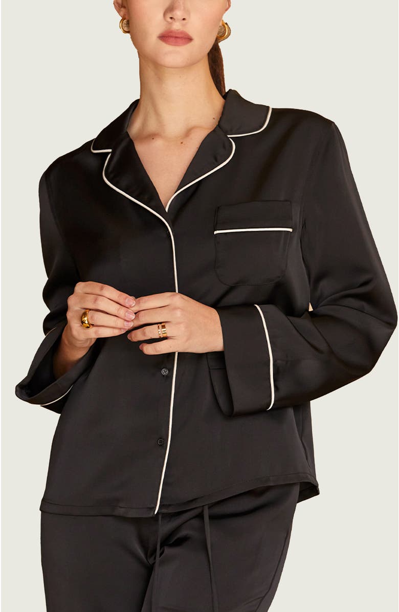 CRESCENT Pajama-Style Shirt, Main, color, Black