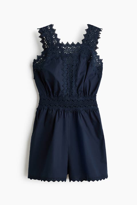 Lace-detail Cotton Playsuit