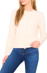 CeCe Fringe Trim Cardigan