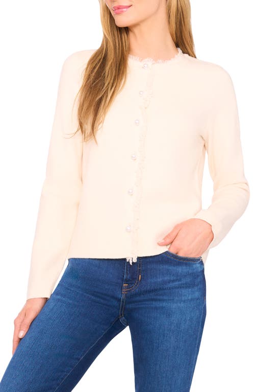Cece Fringe Trim Cardigan In Pink