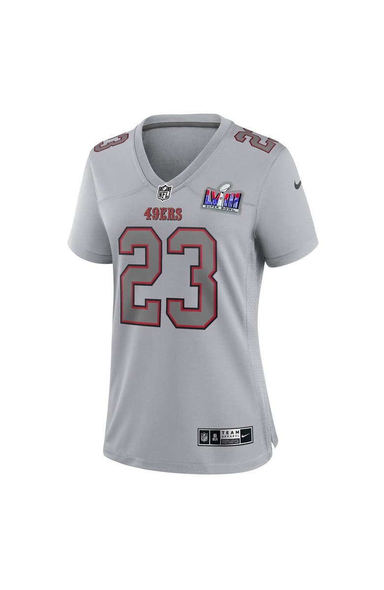 Nike Women's Nike Christian McCaffrey Gray San Francisco 49ers Super Bowl LVIII Atmosphere Fashion Game Jersey, Alternate, color,