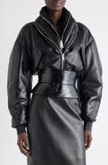 Givenchy Zip Shawl Collar Lambskin Leather Bomber Jacket
