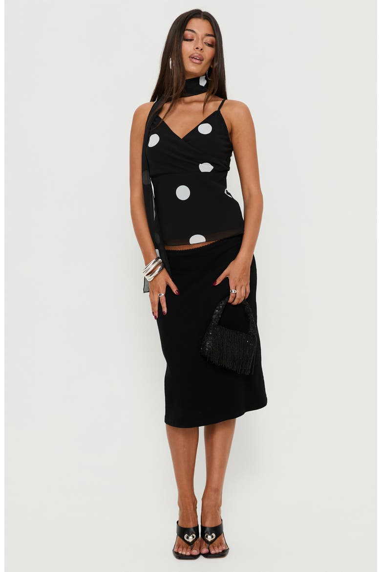 Jenae Polka Dot Camisole & Scarf, Alternate, color, BLACK / WHITE POLKA