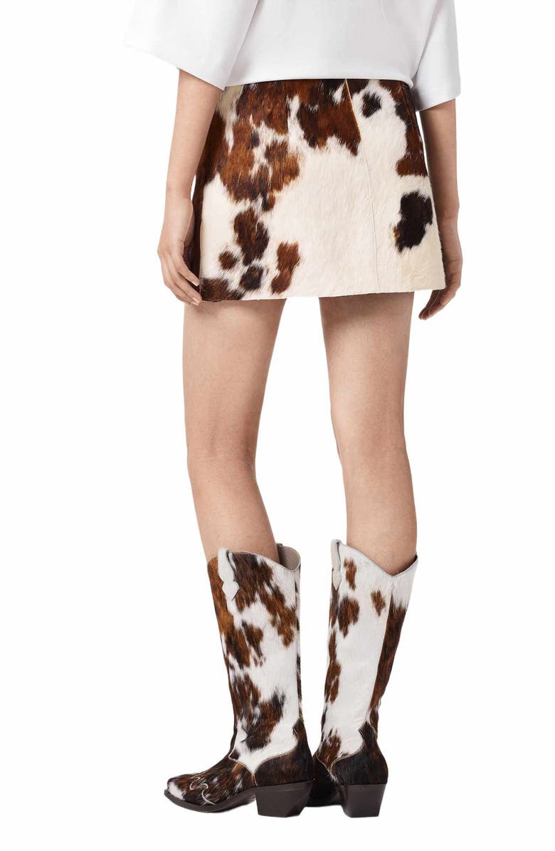 AllSaints Dapple Genuine Calf Hair Miniskirt, Alternate, color, Cow Print