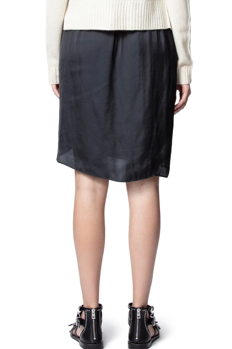 Jiji Ruched Satin Skirt, Alternate, color, NOIR