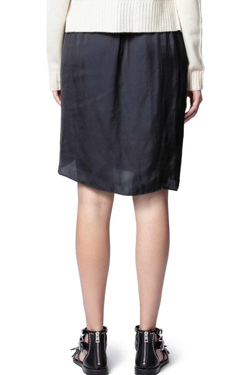 Zadig & Voltaire Jiji Ruched Satin Skirt, Alternate, color,