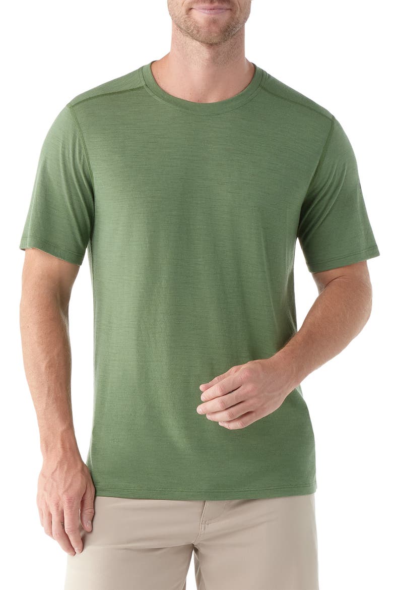 Merino Wool Blend Short Sleeve T-Shirt, Main, color, FERN GREEN