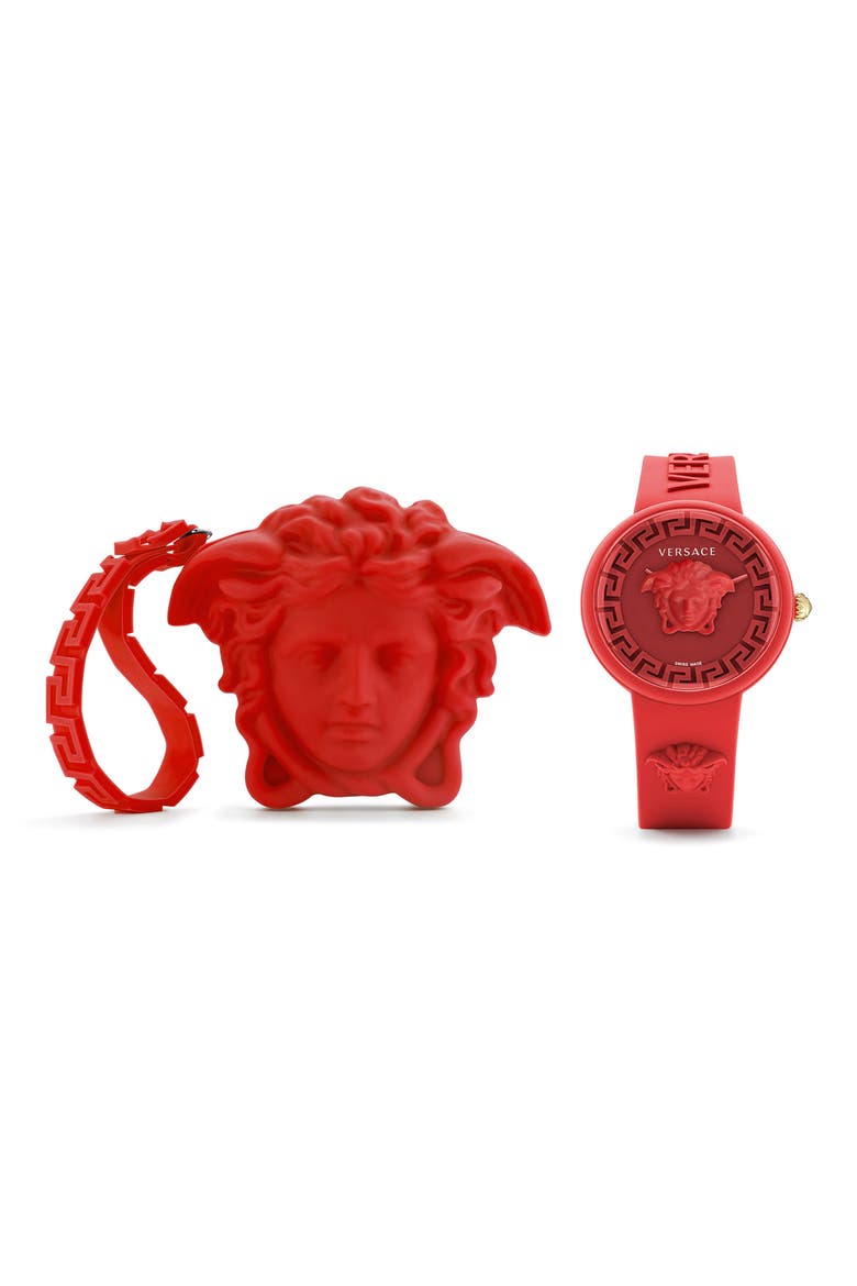 Medusa Pop Silicone Strap Watch, 39mm, Main, color, RED