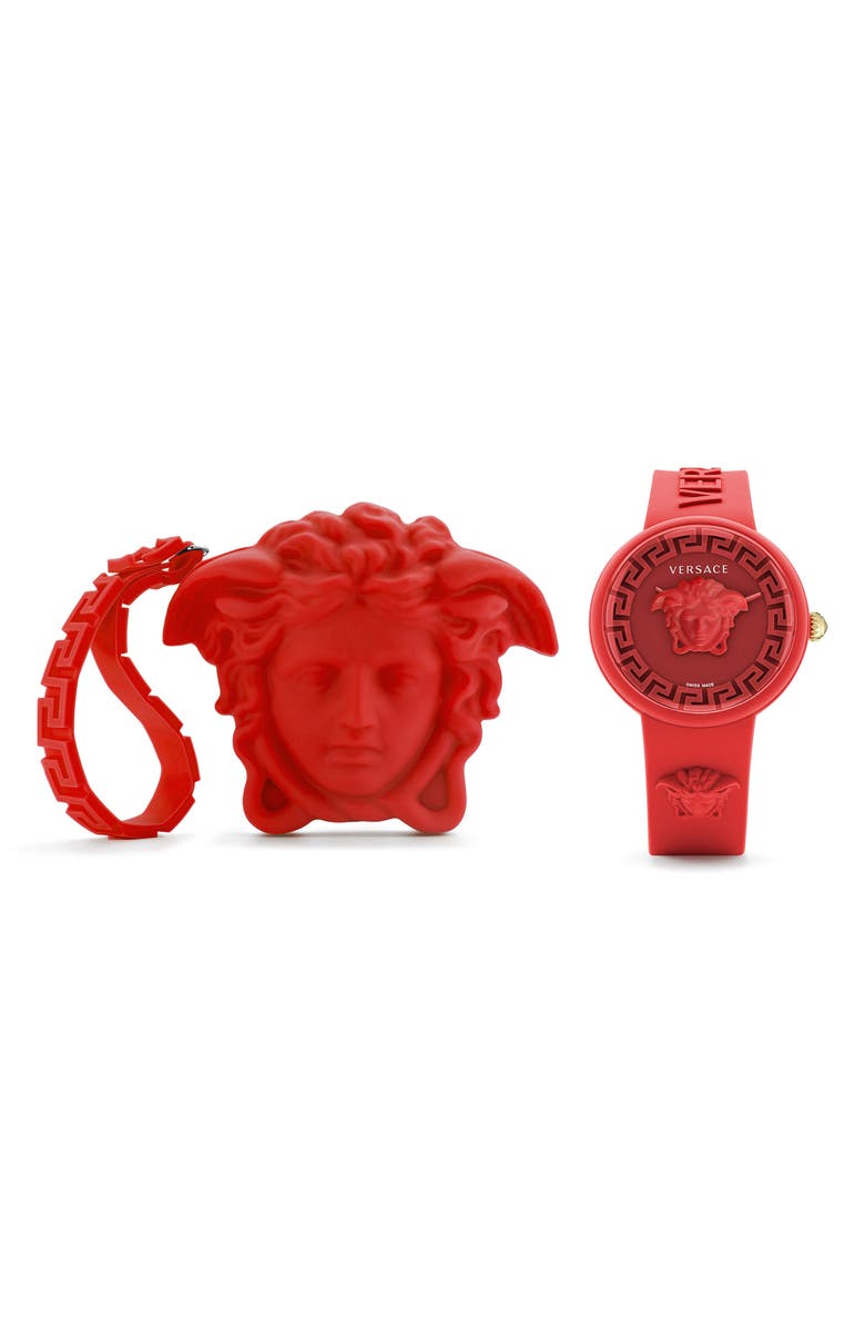 Versace Medusa Pop Silicone Strap Watch, 39mm, Main, color, 